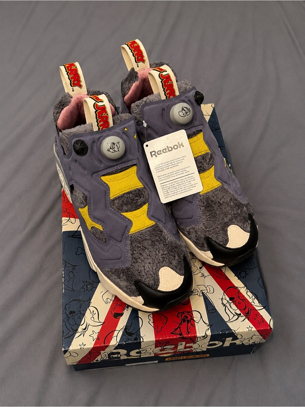 Reebok Men’s Pump Fury Sneakers in Purple, Yellow & Pink